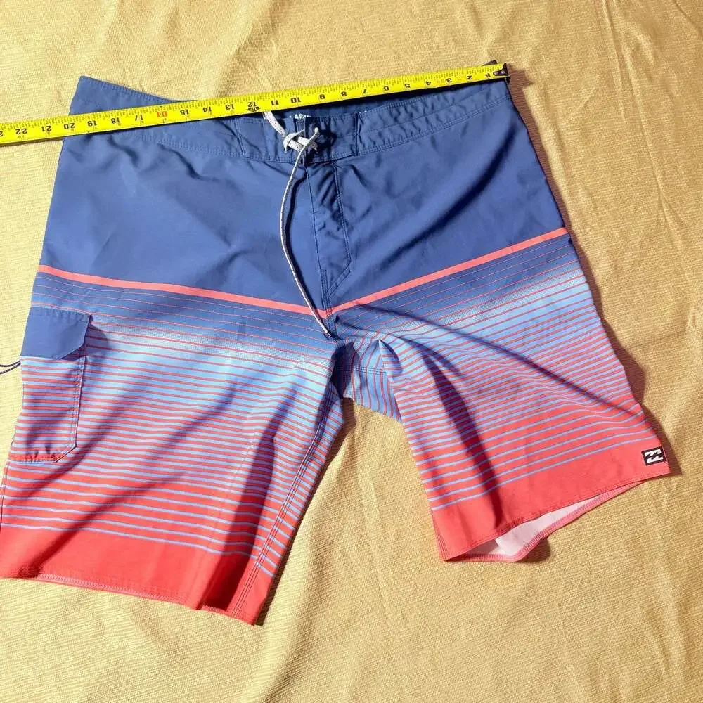 Billabong Recycled All Day Pro Board Shorts, Mens 40, Red & Blue Striped